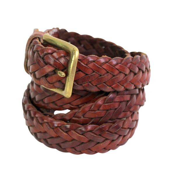 Tresse a la Main BRAIDED BROWN REAL LEATHER 7/8" Wd CASUAL MEN'S BELT Sz 40 (63A - Picture 4 of 13